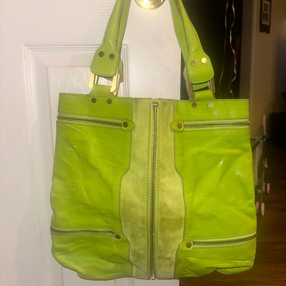 Jimmy Choo Lime Green Large Tote Bag